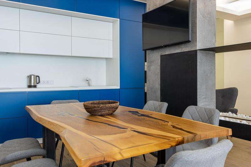 Modular Kitchen Blue Color