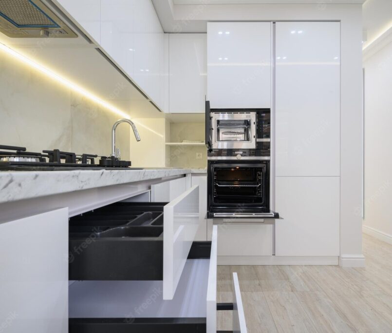 white modular kitchen cabinet