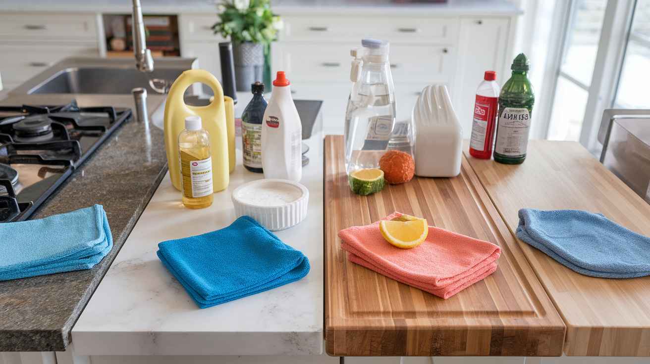 Kitchen cleaning tips that actually work: from countertops to floors 3 Countertop cleaning strategies by material